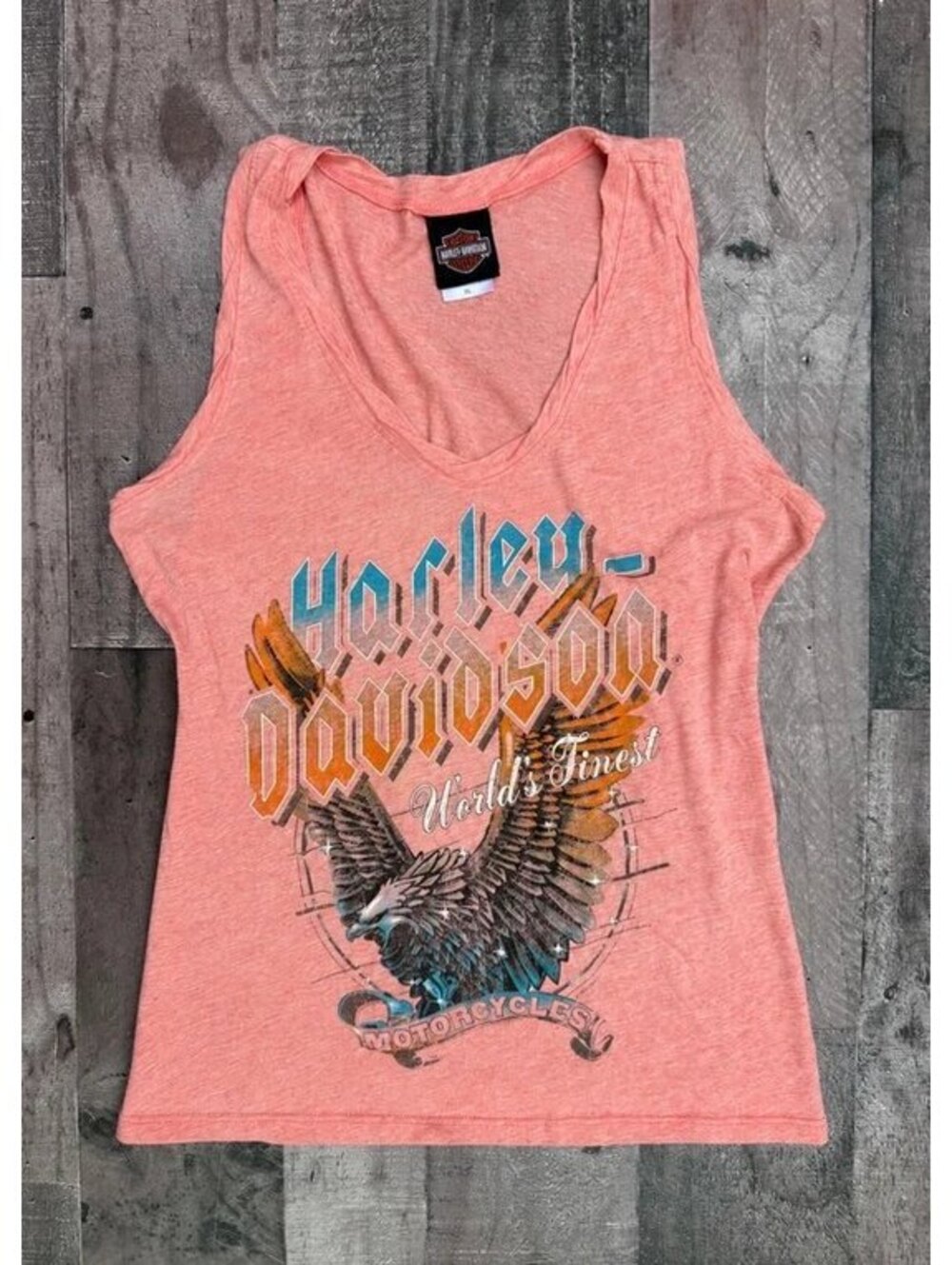 Harley Davidson motorcycle Bahamas Orange Stretch Tank Top Size XL